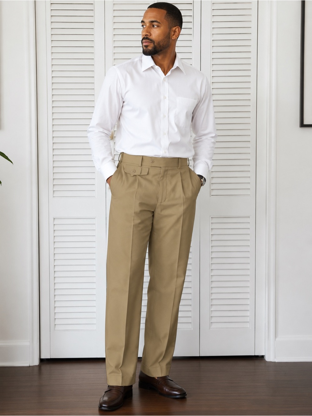 Bachrach Tan Flat-Front Dress Chinos
